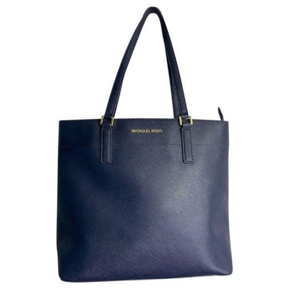 Michael Kors Handbags - MICHAEL KORS Navy Saffiano Leather Jet Set Tote